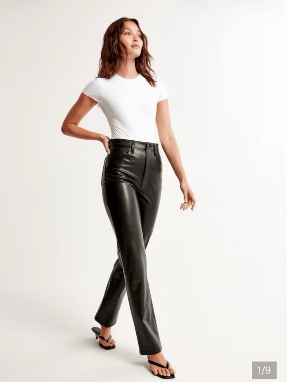 Abercrombie & Fitch Black Faux-Leather Straight-Leg Jeans